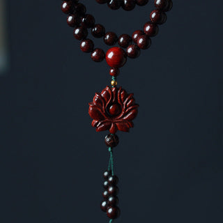 Buddha Gift Tibetan Small Leaf Red Sandalwood Lotus Mala Balance Bracelet