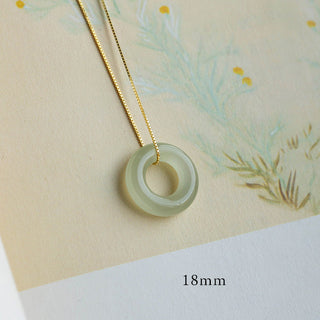 Buddha Gift Natural Round Jade Peace Buckle Luck Abundance Necklace Pendant