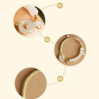 Buddha Gift Natural Hetian Jade Bead Double Peace Buckle Fu Character Abundance Braided Bracelet