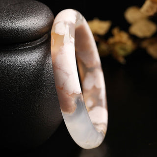 Buddha Gift Natural Sakura Agate Peace Bracelet Bangle
