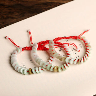 Buddha Gift Natural Round Jade Luck Red String Protection Bracelet