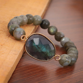 Buddha Gift Natural Labradorite Moonstone Support Healing Beaded Bracelet
