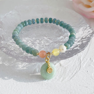 Buddha Gift Natural Hetian Jade Pearl Peace Buckle Fu Character Gourd Money Bag Strawberry Quartz PiXiu Luck Bracelet