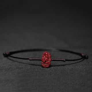 Buddha Gift Handmade Plum Blossom Four Leaf Clover PiXiu Lotus Koi Fish Cinnabar Blessing Braid Bracelet