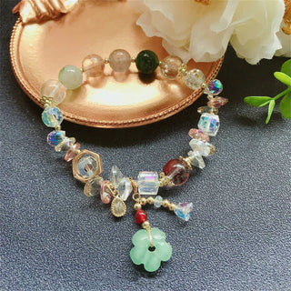 Buddha Gift Colorful Gemstone Green Aventurine Flower Bead Luck Bracelet