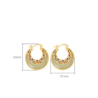 Buddha Gift Crescent Moon Jade Prosperity Drop Earrings
