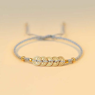 Buddha Gift Copper Coin Fortune Tree Luck Strength Braided Bracelet