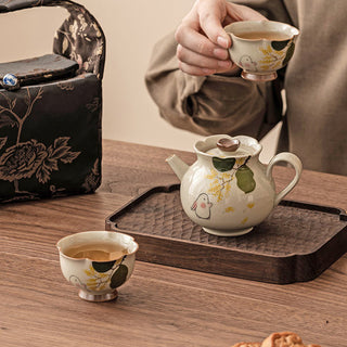 Buddha Gift Hand Painted Small Osmanthus Rabbit Ceramic Teacup Kung Fu Tea Cup 40ml