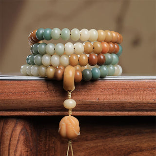 Buddha Gift 108 Mala Beads Gradient Bodhi Seed Buddha Hand Engraved Peace Bracelet
