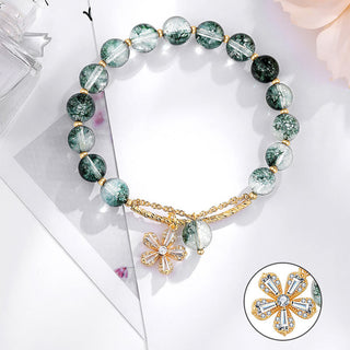 Buddha Gift Green Phantom Crystal Confidence Charm Bracelet