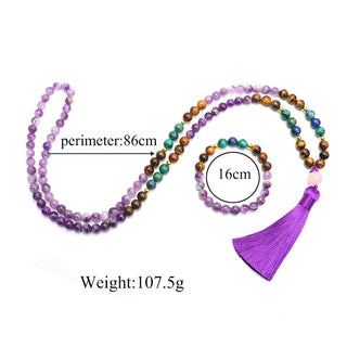 Buddha Gift Tibetan Amethyst Purify Bracelet Mala Set