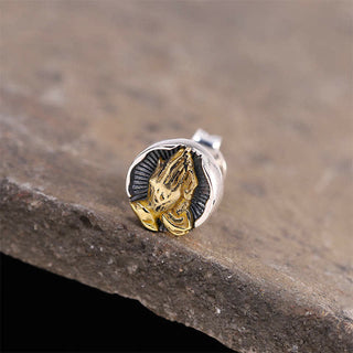 Buddha Gift 925 Sterling Silver Namaste Equality Stud Earrings