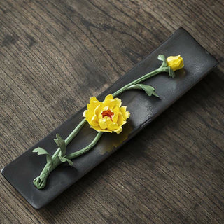 Buddha Gift Lotus Peony Rose Flower Ceramic Spiritual Incense Burner