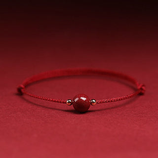 Buddha Gift Natural Lucky Cinnabar Bead Blessing String Bracelet Anklet
