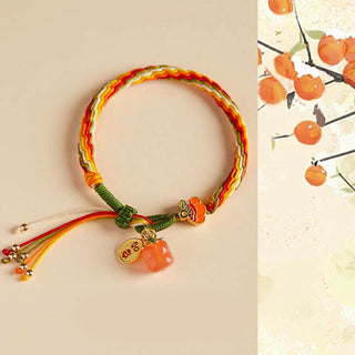 Buddha Gift Persimmon Red Agate Strength Reincarnation Knot Braid String Bracelet