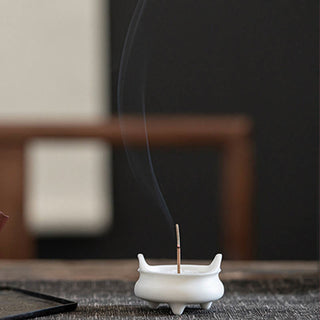 Buddha Gift Prosperous Dragon Double Lion Ears Pattern Healing Ceramic Incense Burner Decoration