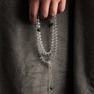 Buddha Gift 108 Beads White Crystal Jade Meditation Bracelet Mala