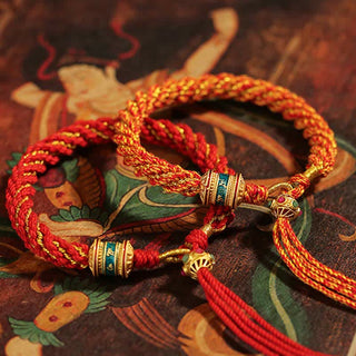 Buddha Gift Tibetan Handmade Luck Thangka Prayer Wheel Charm Weave String Bracelet