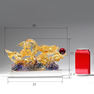 Buddha Gift Handmade Dragon Liuli Crystal Art Piece Protection Strength Home Office Decoration
