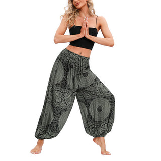 Buddha Gift Casual Loose Round Rose Pattern Harem Trousers Women's Yoga Pants