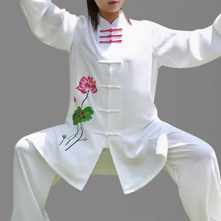 Buddha Gift Lotus Flower Leaf Pattern Tai Chi Meditation Prayer Spiritual Zen Practice Clothing Women's Set