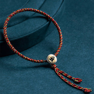 Buddha Gift Handmade 925 Sterling Silver Chinese Zodiac Natal Buddha Protection Colorful Rope Bracelet