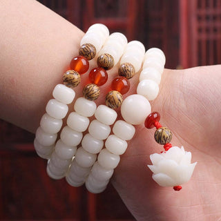 Buddha Gift Tibetan Mala White Bodhi Seed Peace Bracelet