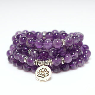 Buddha Gift Natural Amethyst Purification Mala Bracelet