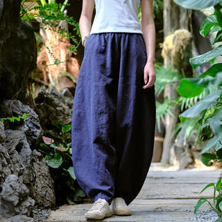 Buddha Gift Solid Color Loose Yoga Harem Pants With Pockets