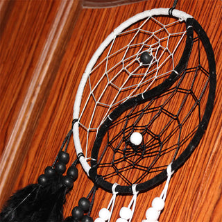 Buddha Gift Yin Yang  Dream Catcher Circular Net with Feathers Balance Decoration