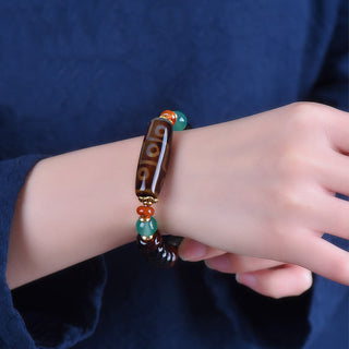 Buddha Gift Tibetan Natural Nine-Eye Dzi Bead Three-eyed Dzi Bead Protection Bracelet