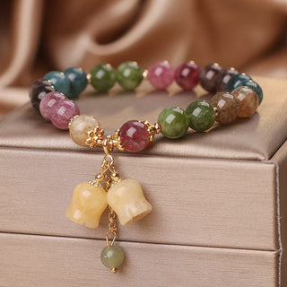 Buddha Gift Natural Colorful Tourmaline Flower Bead Love Bracelet