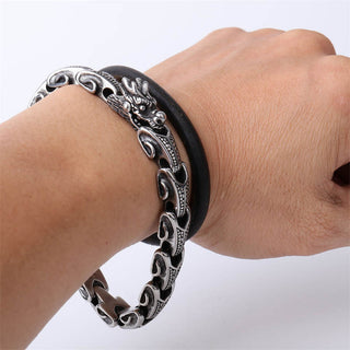 Buddha Gift Dragon Titanium Steel Luck Bracelet Bangle