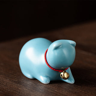 Buddha Gift Mini Small Cute Cat Tea Pet Ceramic Home Desk Figurine Decoration