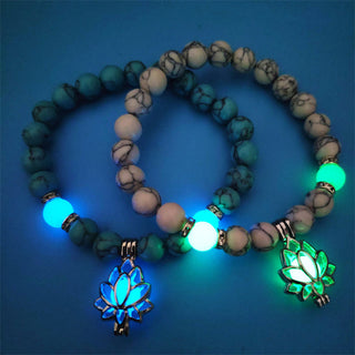 Buddha Gift Tibetan Turquoise Glowstone Luminous Bead Lotus Protection Bracelet