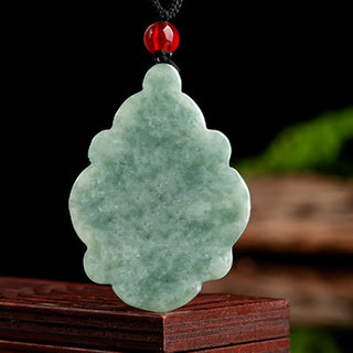 Buddha Gift Natural Jade Kalanchoe blossfeldiana Flower Pattern Luck Necklace Pendant