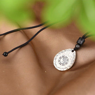 Buddha Gift Vintage 999 Sterling Silver Yin Yang Bagua Water Drop Design Balance Harmony Necklace Pendant