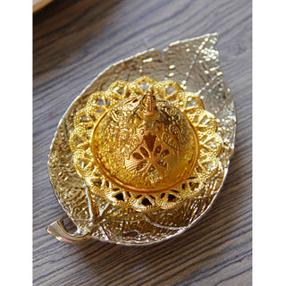 Buddha Gift Tibetan Gold Mini Leaf Coaster Meditation Incense Burner