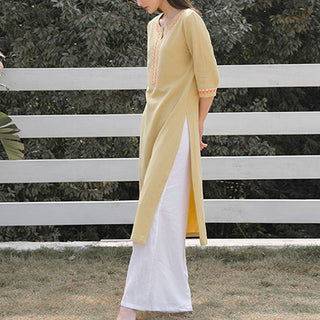 Buddha Gift 2Pcs V-neck Embroidery Yoga Clothing Zen Meditation Cotton Linen Top Pants Women's Set