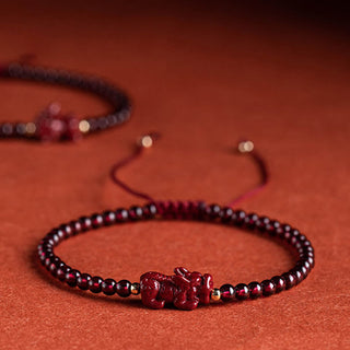 Buddha Gift Garnet Cinnabar PiXiu Blessing Calm String Bracelet