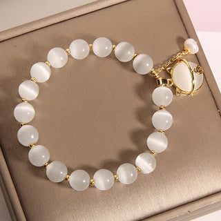 Buddha Gift Cat's Eye Lovely Cat Pattern Pearl Love Charm Bracelet
