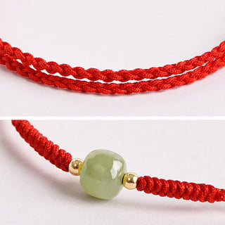 Buddha Gift Handmade Jade Lucky Bead Prosperity Braided Bracelet