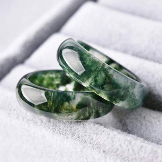 Buddha Gift Moss Agate Healing Balance Ring