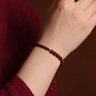 Buddha Gift Natural Cinnabar King Kong Knot Blessing String Bracelet
