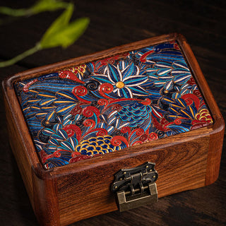 Buddha Gift Retro Handmade Floral Pattern Rosewood Jewelry Storage Box Lockable Wooden Gift Organizer Box
