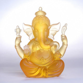 Buddha Gift Handmade Ganesh Ganpati Elephant Figurine Liuli Crystal Art Piece Protection Statue Home Decoration