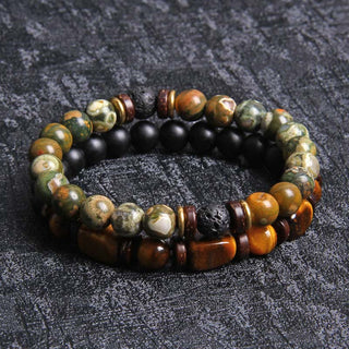 Buddha Gift 2PCS Healing Crystal Emperor Stone Tiger Eye Bead Bracelet