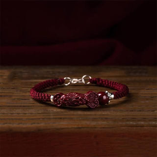 Buddha Gift Handcrafted PiXiu Cinnabar Wealth Luck Braided Bracelet