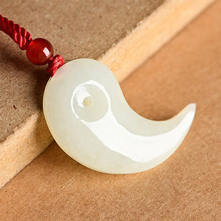 Buddha Gift Yin Yang White Jade Cyan Jade Protection Blessing Necklace String Pendant