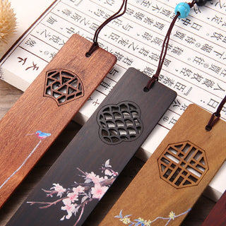 Buddha Gift 4Pcs Four Seasons Plum Orchid Bamboo Chrysanthemum Peking Opera Mask Wood Bookmarks With Gift Box